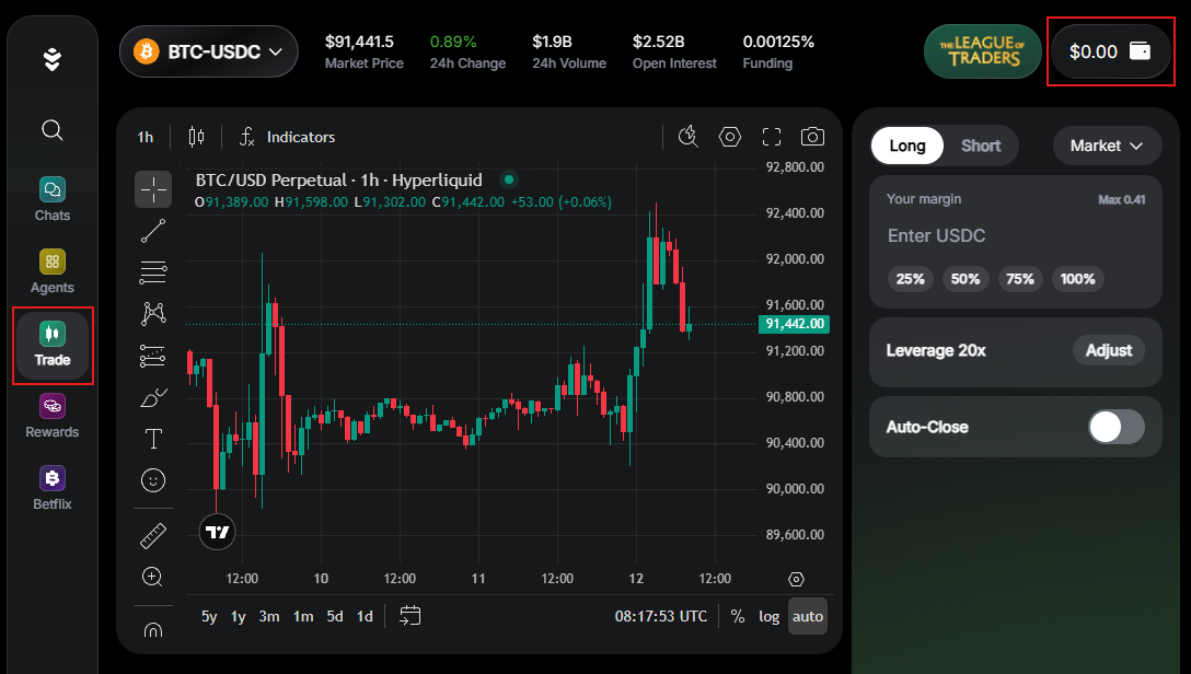 Prepare funds for perpetual trading in Warden